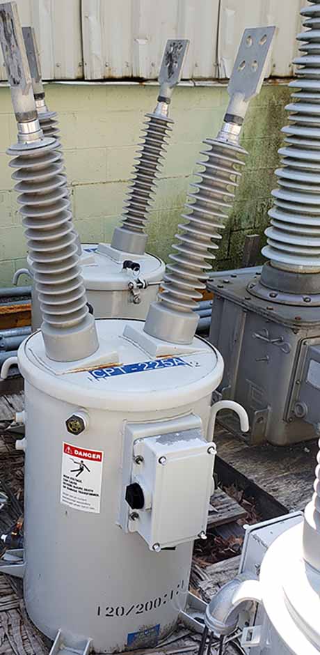 25000 V, 14400 V PRI, Sec. 120/72 V SEC, 120/200:1, ABB/KUHLMAN SPOF-150DB