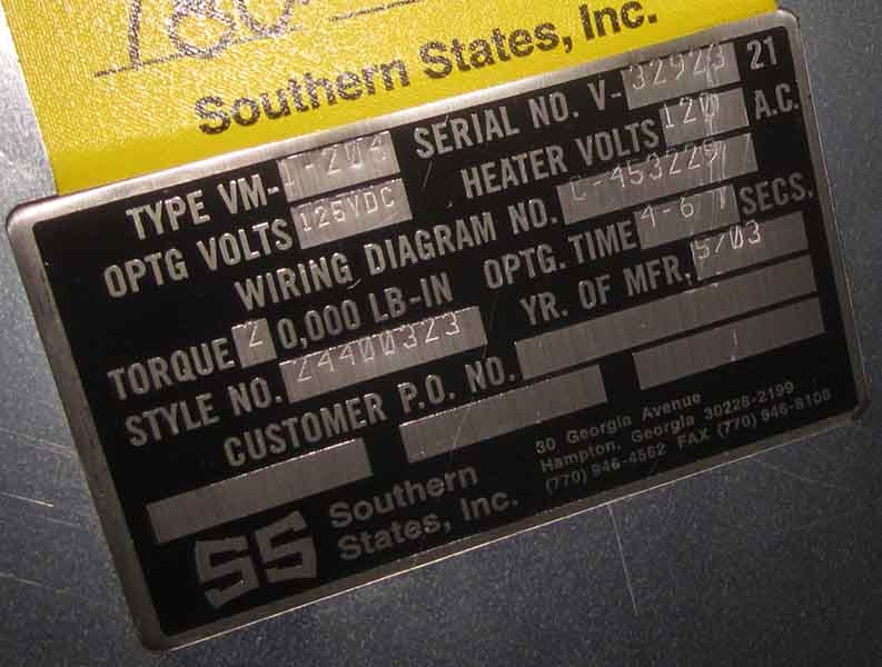 SOUTHERN STATES, No. VM1-204, 125 VDC CONTROLLER, STYLE 24400323:1