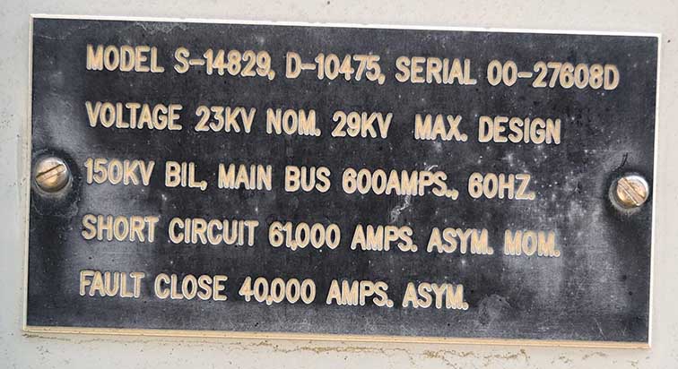 600 Amp, 38 KV POWERCON PIF LOAD BREAK INTERRUPTER SWITCH