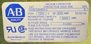 400 Amp, 7200 Volt, ALLEN BRADLEY, 15024DBA-1 VACUUM CONTACTOR