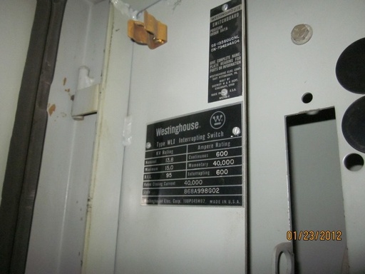 [030617] 600 Amp, WESTINGHOUSE, No. WLI, 15000 V., INDOOR, FUSED, DISCONNECT: -1