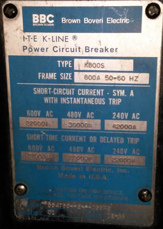 [033723] 800 Amp, ITE, KDON800S, 480 V.,MO/DO,
