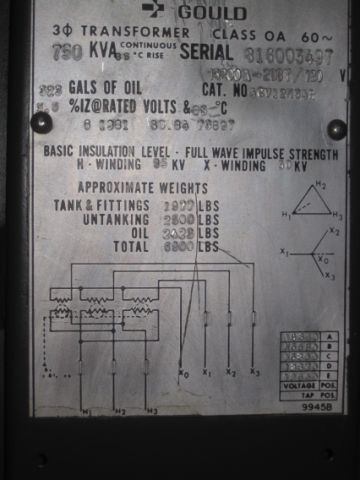 [035738] 750 KVA, Pri 13200 D, Sec 208Y/120, GOULD, PADMOUNT, LIVE/RADIAL:1