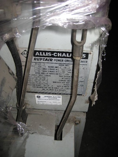 [036071] 1200 Amp, ALLIS CHALMERS, AM-250-C RUPTAIR, 4160 V., 1954, 125 VDC CLOSE & TRIP