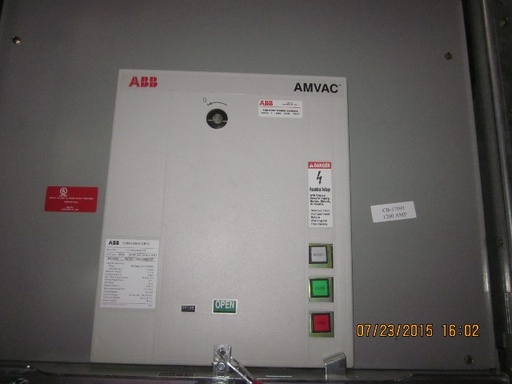 [039924] 1200 Amp, ABB, AMVAC, 4160 V., 2009, ELECTRICALLY OPERATED, UNUSED:1