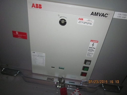 [039932] 1200 Amp, ABB, AMVAC, 4160 V., 2009, ELECTRICALLY OPERATED, UNUSED:1