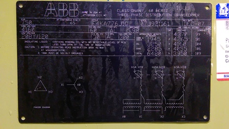 [040927] 750 KVA, Pri 4160 D, Sec 208Y/120, ABB, DEAD FRONT, LOOP FEED, FUSED