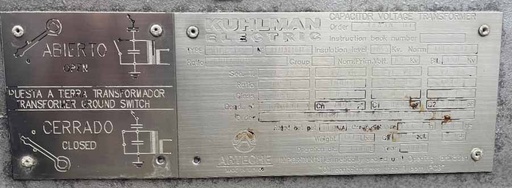 [041912] KUHLMAN CAPACITOR VOLTAGE TRANSFORMER, 69 KV NOM, 145 KV, 115 KV SYSTEM, UNUSED