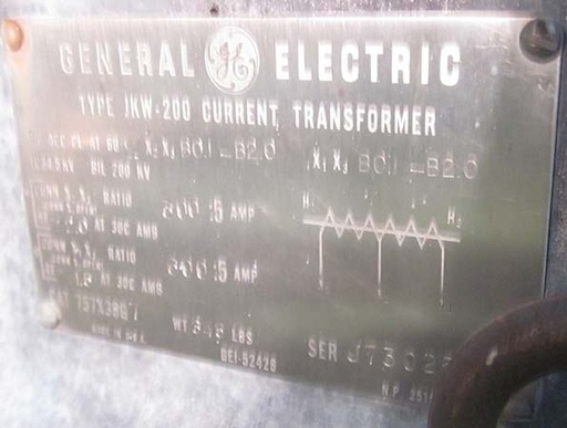 [041927] GENERAL ELECTRIC CT, 34500 V, 300:5/600:5, TYPE JKW-200, 757X30G7:1