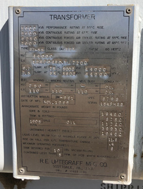 [042372] 5000/7000 KVA, Pri 44000 D, Sec 12470GRDY/7200, 1986, RE UPTEGRAFF, COPPER:1