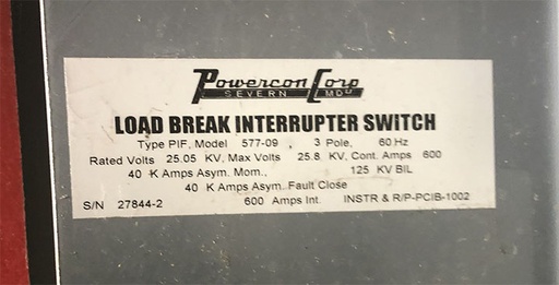 [042730] 600 Amp, POWERCON, No. PIF, 23000 V., 3 SECTION, OUTDOOR, LINE-UP
