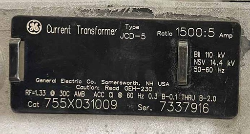 [044757] 15 KVA, GE JCD-5 CURRENT TRANSFORMERS, 755X031009
