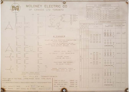 [045105] 7500 KVA, Pri 34400 D, Sec 2400/4160Y, MOLONEY MOBILE SUBSTATION