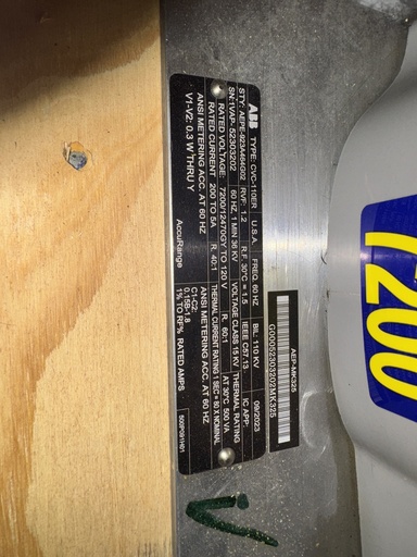 [046551] 15 kV ABB Extended Range Combined Transformer, CVC-110ER,  Pri 7200/12470 GY Sec 120, Style: E-923A464G02